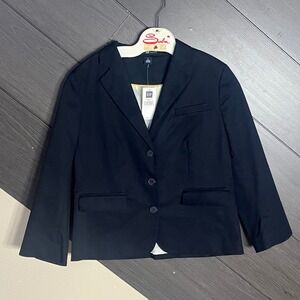 GAP Womens Structured Cotton Blazer Size 4 Navy NWT Workwear Minimalist $70 MSRP